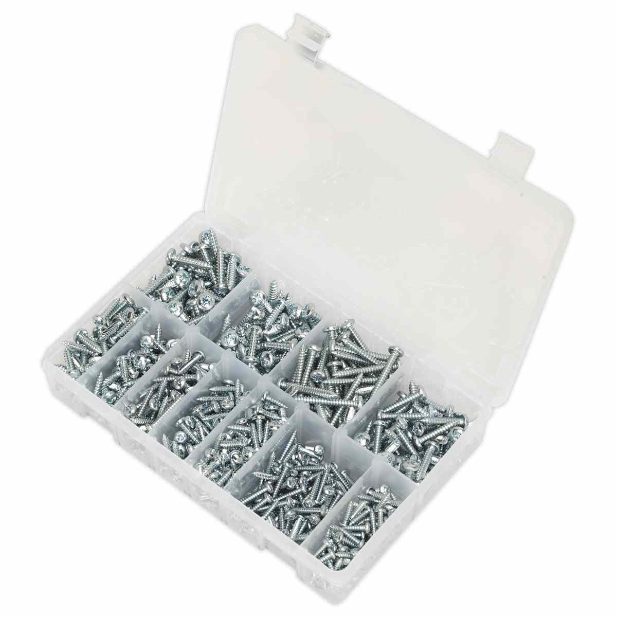 Self Tapping Screw Assortment DIN 7981CZ 700pc Pan Head Pozi Zinc