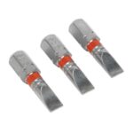 Power Tool Bit Slotted 5mm Colour-Coded S2 25mm Pack of 3