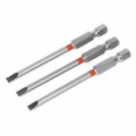 Power Tool Bit Slotted 4mm Colour-Coded S2 75mm Pack of 3