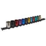 Multi-Coloured Socket Set 12pc 3/8Sq Drive 6pt WallDrive? Metric"