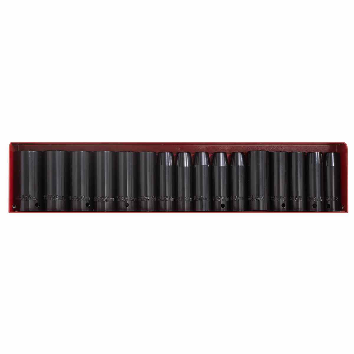 Impact Socket Set 16pc Deep 1/2inSq Drive Metric/Imperial