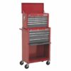 Topchest & Rollcab Combination 13 Drawer with Ball-Bearing Slides - Red/Grey - Image 2