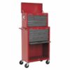 Topchest & Rollcab Combination 13 Drawer with Ball-Bearing Slides - Red/Grey
