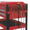 Heavy-Duty Mobile Tool & Parts Trolley 2 Drawers & Lockable Top - Red - Image 2