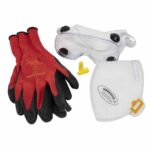 Flexi Grip Gloves, FFP2 Mask, Goggles & Ear Plugs